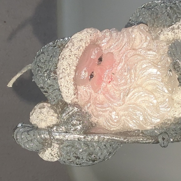 Santa , Tree and Bear Wax Candle Set in Grey, White and Silver - Picture 3 of 11